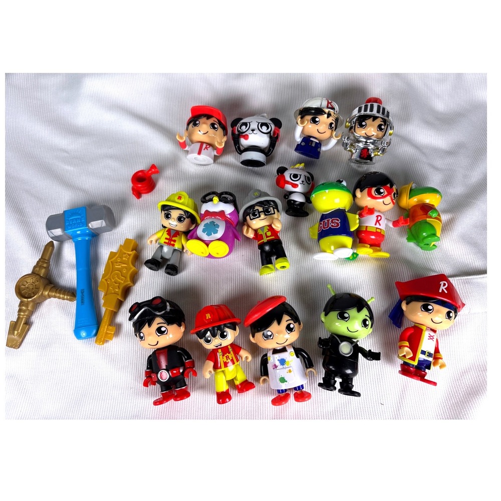 Ryans World Mystery Figure Lot Gus Combo Panda Ryan Pirate Firefighter Toy Set